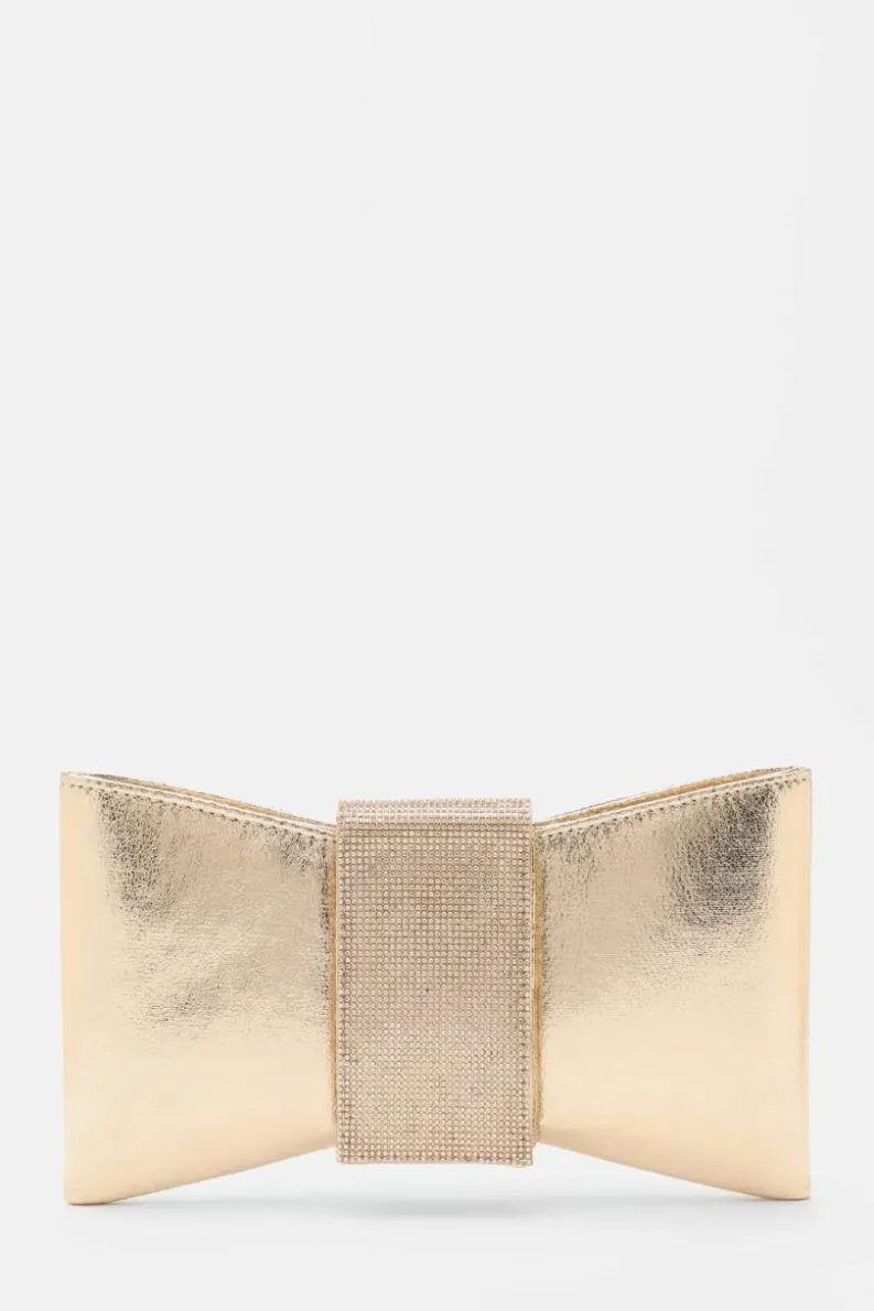 Handbags|Clutch Bags*Quiz Diamante Jewel Bow Bag Gold