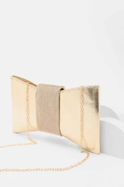 Handbags|Clutch Bags*Quiz Diamante Jewel Bow Bag Gold