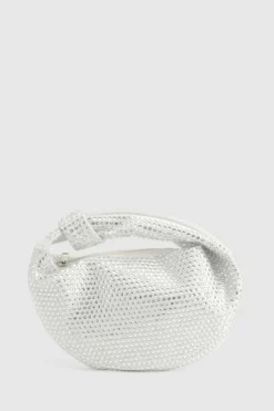 Handbags*boohoo Diamante Knot Detail Grab Bag silver