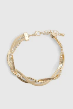 Bracelets*boohoo Diamante Layered Bracelet gold