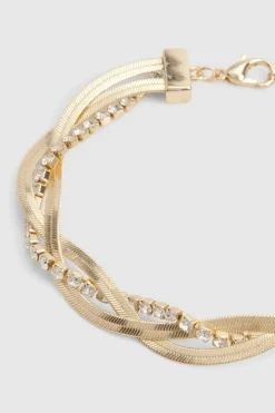 Bracelets*boohoo Diamante Layered Bracelet gold