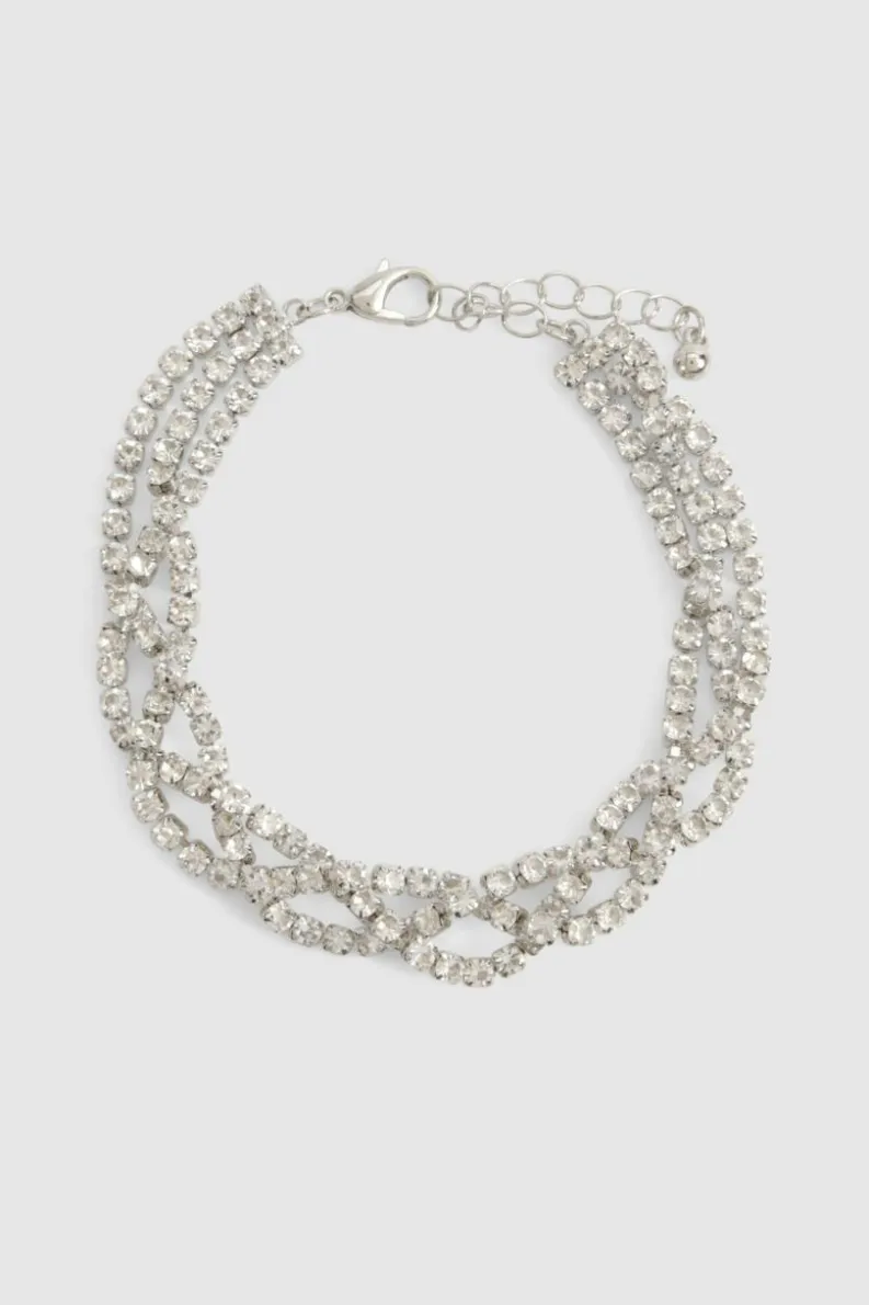 Bracelets*boohoo Diamante Layered Twist Bracelet silver