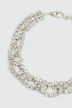 Bracelets*boohoo Diamante Layered Twist Bracelet silver