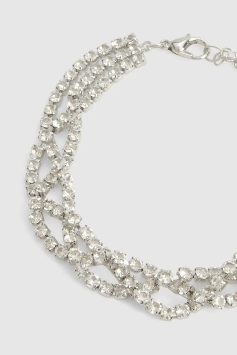Bracelets*boohoo Diamante Layered Twist Bracelet silver