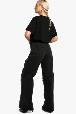 Up To 80% Off Winter Warmers|Denim*boohoo Diamante Mesh Straight Leg Jeans washed black