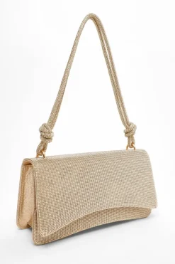 Shoulder Bags|Handbags*Quiz Diamante Shoulder Bag Gold