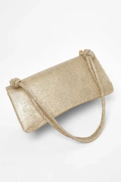 Shoulder Bags|Handbags*Quiz Diamante Shoulder Bag Gold