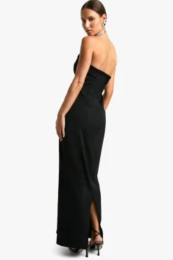 Bodycon Dresses|Maxi Dresses*boohoo Diamante Trim Halterneck Maxi Dress black