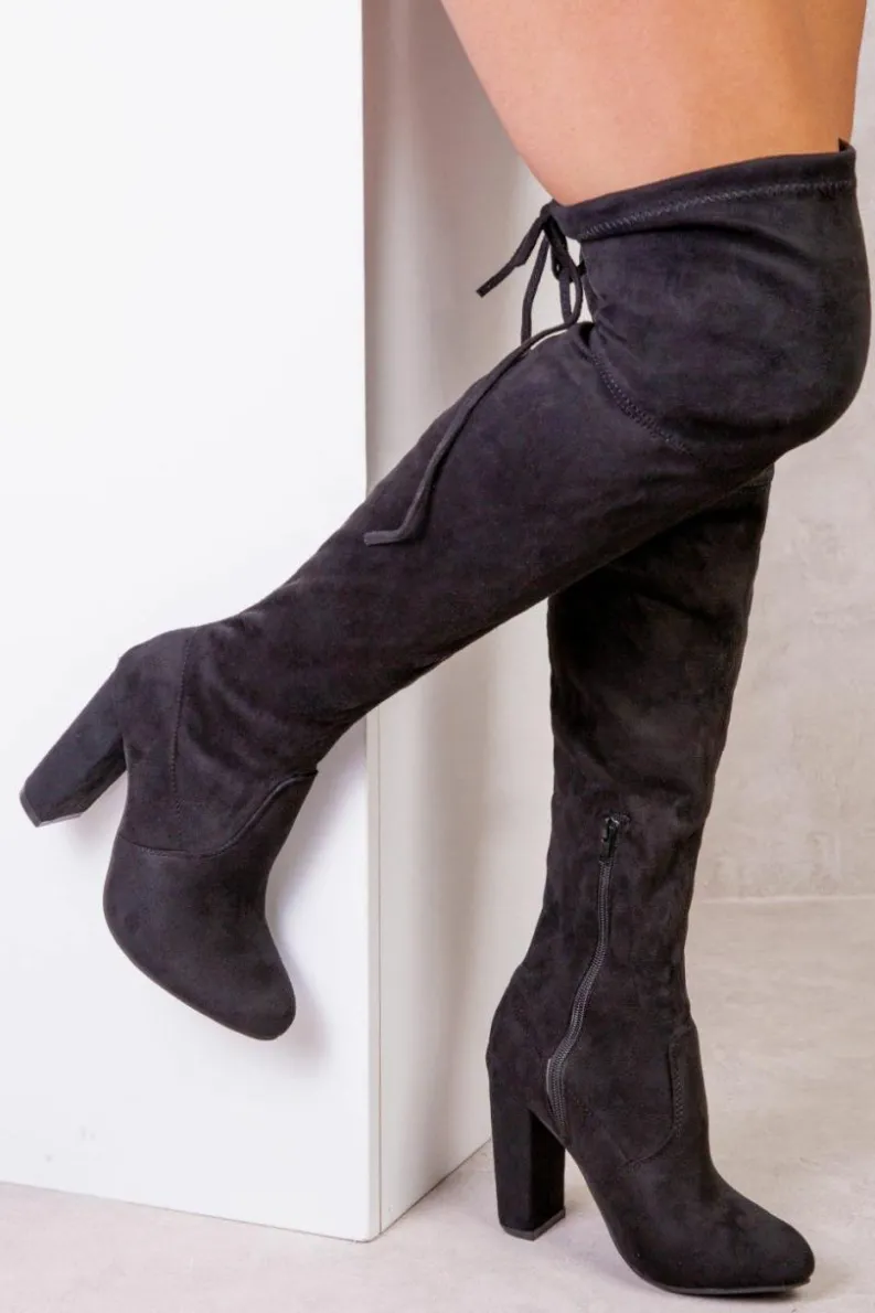 Heeled Boots*Where's That From Diane' High Heel Over The Knee Boots Black