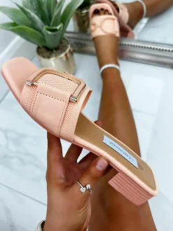Sandals*Love Lemonade Didi Block Heel Sliders Peach