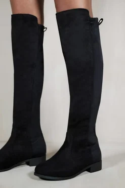 Heeled Boots|All Boots*Where's That From Diem' Over The Knee Pull On Boots With Low Heel Black