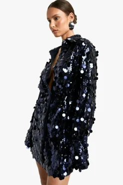 Shirt Dresses*boohoo Disc Sequin Shirt Dress navy