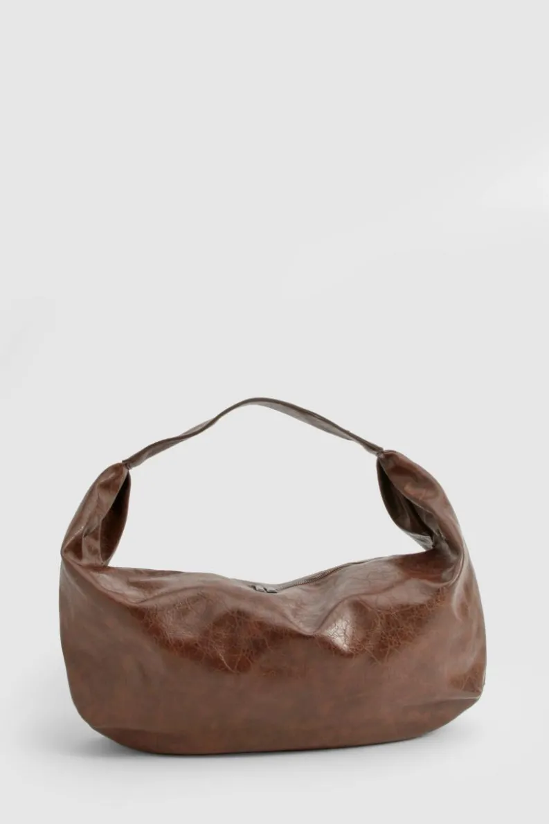 Handbags|Tote Bags*boohoo Distressed Faux Leather Slouchy Tote Bag chocolate
