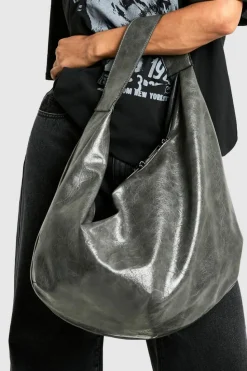 Handbags|Tote Bags*boohoo Distressed Faux Leather Slouchy Tote Bag charcoal