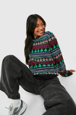 Jumpers*boohoo Ditsy Fairisle Christmas Jumper navy