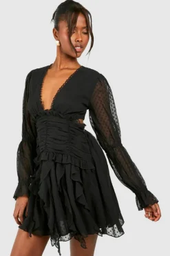 Smock Dresses*boohoo Dobby Cross Back Smock Dress black