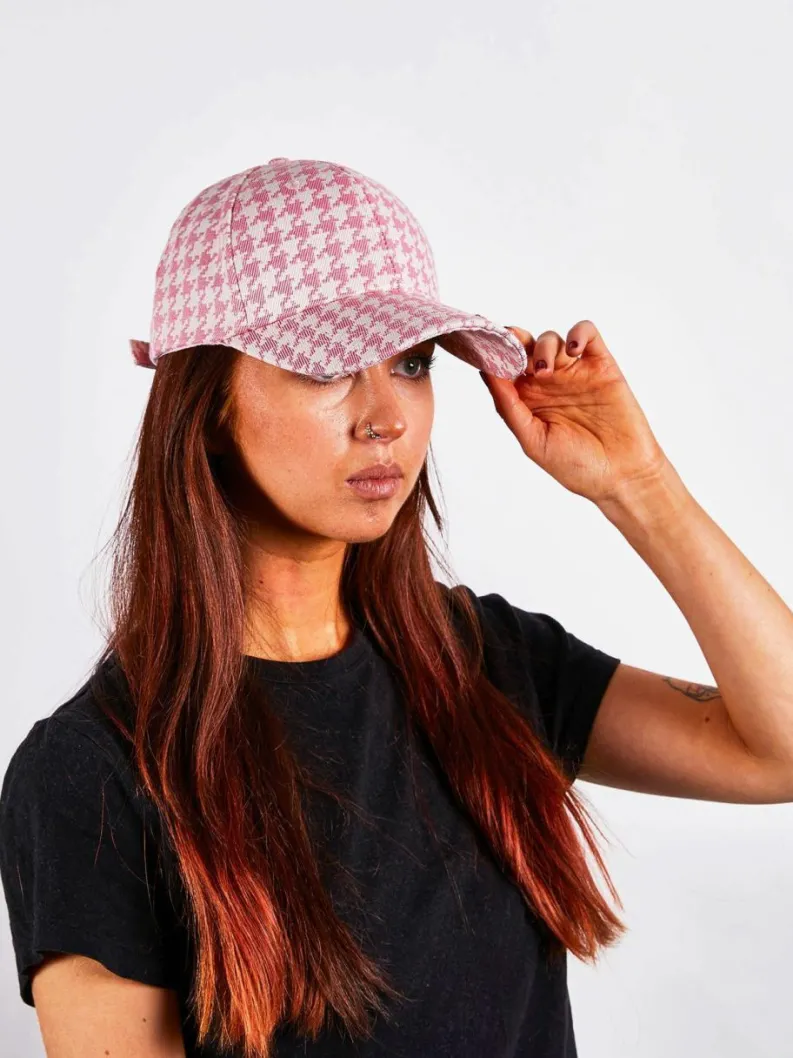 Hats & Gloves|Hats & Gloves*SVNX Dog Tooth Baseball Cap In Digital Lavender Pink