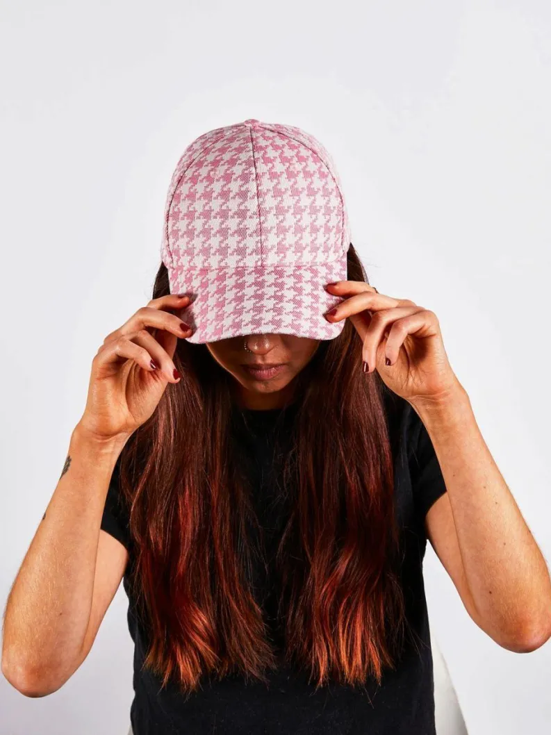 Hats & Gloves|Hats & Gloves*SVNX Dog Tooth Baseball Cap In Digital Lavender Pink