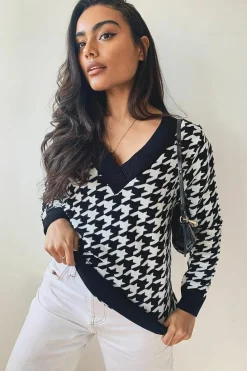 Oversized Jumpers*boohoo Dogtooth Jumper black