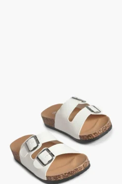 Flats|Sandals*boohoo Double Buckle Footbed Slider white
