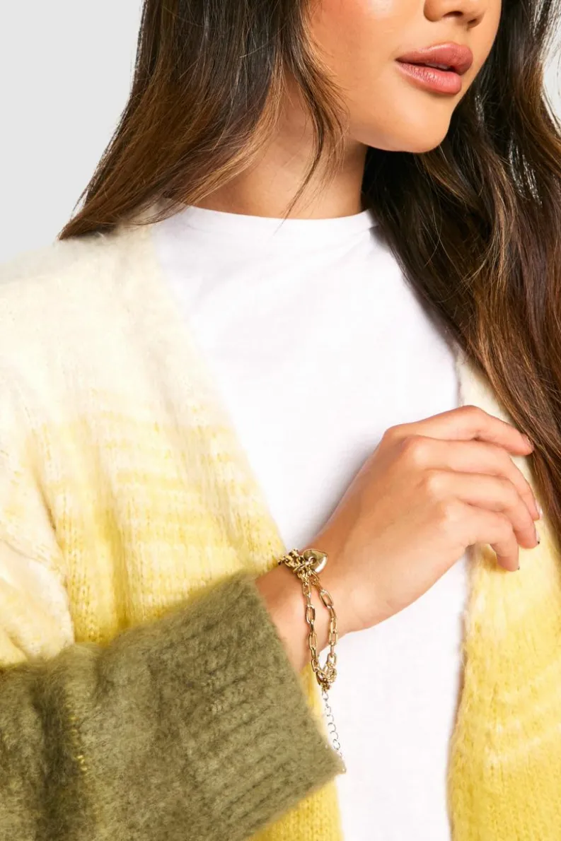 Bracelets*boohoo Double Chain Heart Pendant Bracelet gold