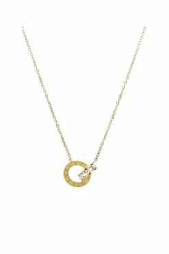 Necklaces*SVNX Double Hoop Roman Numeral Necklace in Gold