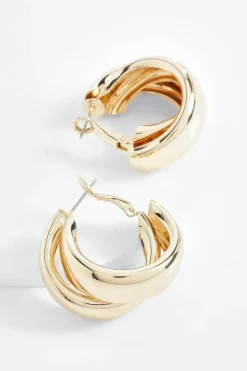 Earrings*boohoo Double Hooped Earrings gold