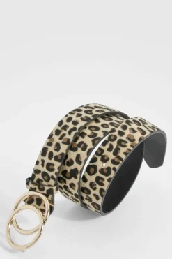 Belts*boohoo Double Ring Detail Print Belt leopard