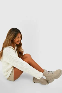 Chunky Boots|Biker Boots*boohoo Double Sole Chunky Hiker Boots grey