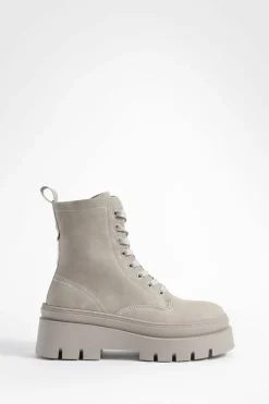 Chunky Boots|Biker Boots*boohoo Double Sole Chunky Hiker Boots grey