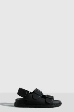 Flats|Sandals*boohoo Double Strap Buckle Dad Sandals black