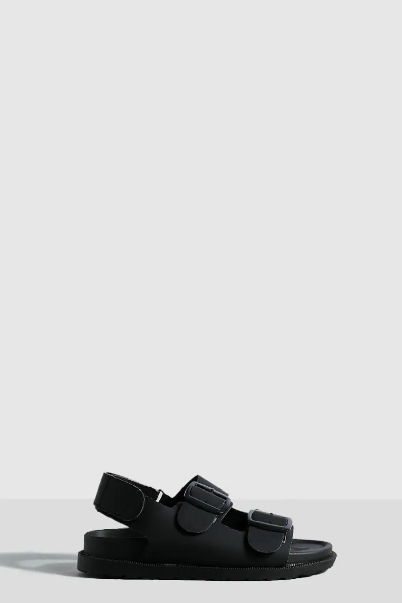 Flats|Sandals*boohoo Double Strap Buckle Dad Sandals black