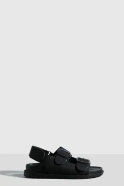 Flats|Sandals*boohoo Double Strap Buckle Dad Sandals black