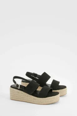 Sandals*boohoo Double Strap Chunky Flatform Sandals black