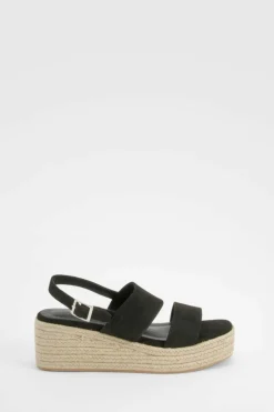 Sandals*boohoo Double Strap Chunky Flatform Sandals black