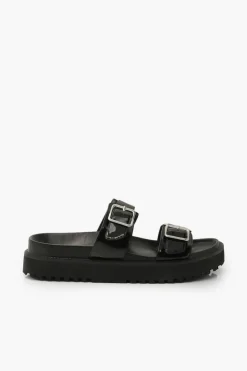 Sandals|Flats*boohoo Double Strap Chunky Footbed Sliders black
