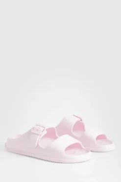 Sandals*boohoo Double Strap Chunky Sliders baby pink