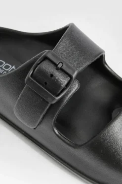 Sandals*boohoo Double Strap Chunky Sliders black