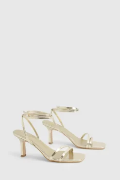 Heels*boohoo Double Strap Flat Heel Sandals gold