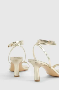 Heels*boohoo Double Strap Flat Heel Sandals gold