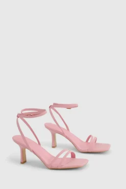 Heels*boohoo Double Strap Mid Height Heels pink