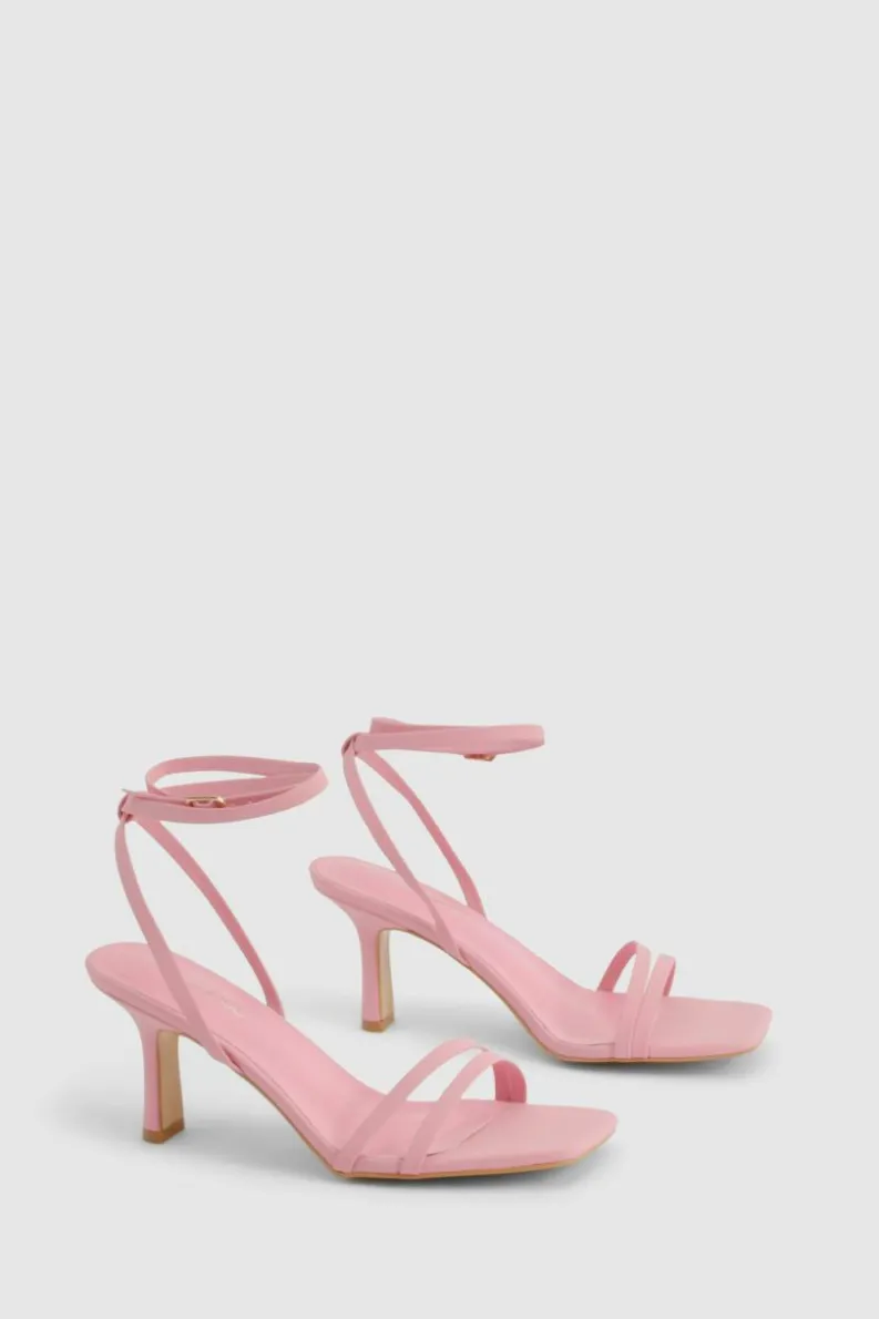 Heels*boohoo Double Strap Mid Height Heels pink