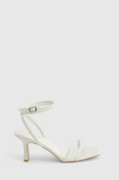 Heels*boohoo Double Strap Mid Height Heels white