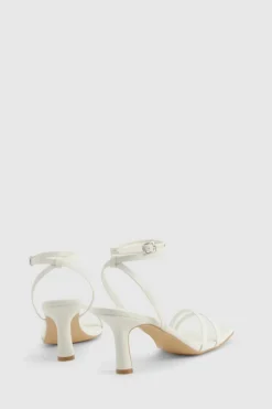 Heels*boohoo Double Strap Mid Height Heels white