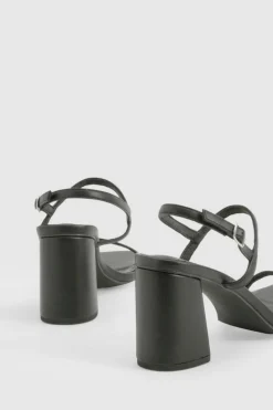 Heels*boohoo Double Strap Slingback Block Heel Sandals black