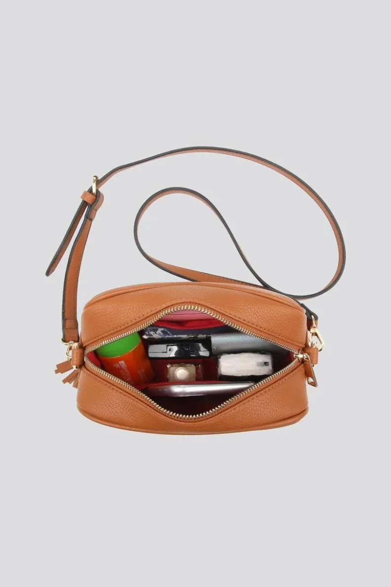Cross-Body Bags*Kitise Double Strap Tassel Charm Canvas Strap Camera Crossbody Bag Black