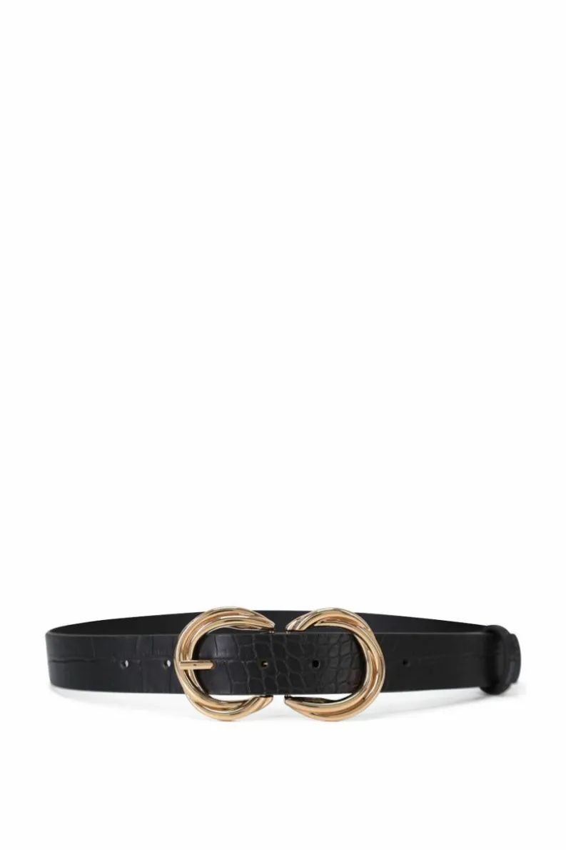 Belts*My Accessories London Double Twisted belt in Croc Black
