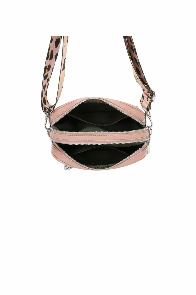 Cross-Body Bags*Kitise Double Zipper PU Leather Tassel Charm Wide Camo Strap Crossbody Bag Navy