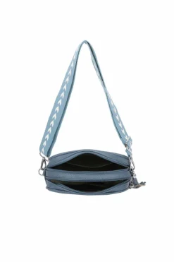Cross-Body Bags*Kitise Double Zipper PU Leather Tassel Charm Canvas Strap Crossbody Bag Black