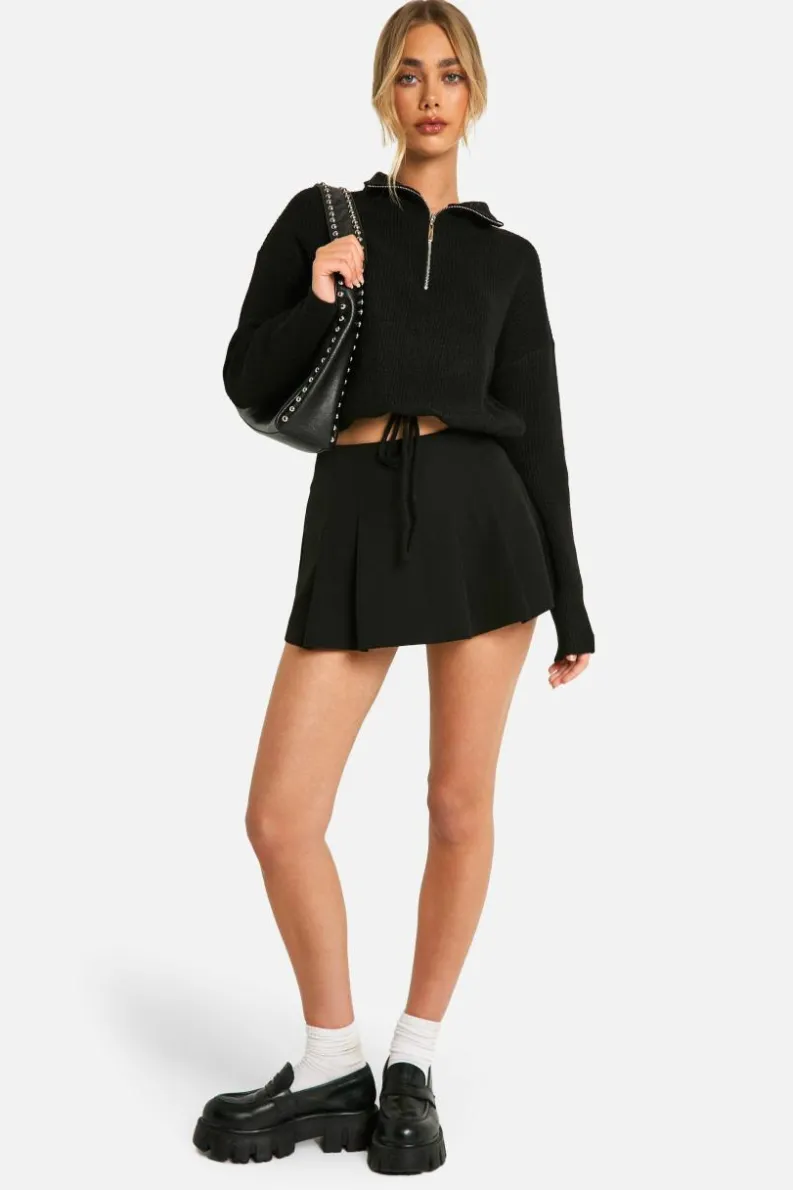 Jumpers|Jumpers & Cardigans*boohoo Drawstring Zip Funnel Neck Jumper black